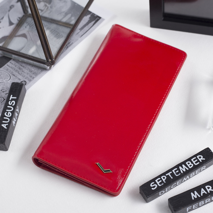 Кошелёк женский, 2 отдела, для карт, для монет, на магните, цвет красный