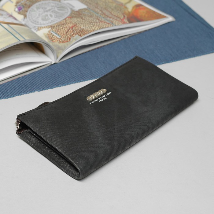 Кошелёк женский, 4 отдела, для карт, для монет, наружный карман, цвет чёрный