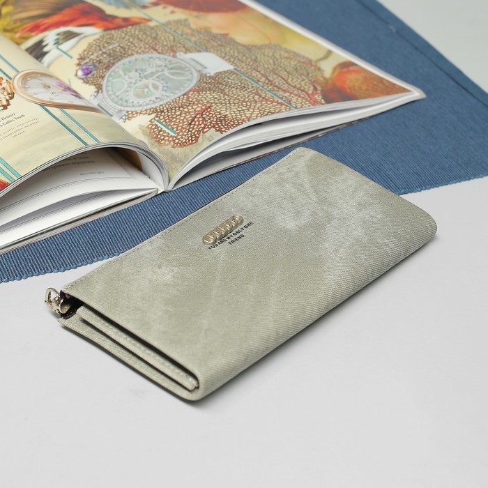 Кошелёк женский, 4 отдела, для карт, для монет, наружный карман, цвет серый