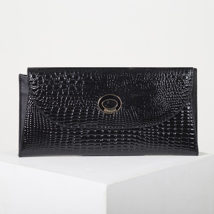 Кошелёк женский, 4 отдела, для карт, наружный карман, цвет чёрный