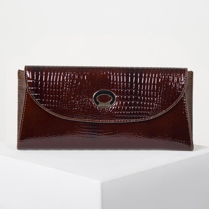 Кошелёк женский, 4 отдела, для карт, наружный карман, цвет коричневый