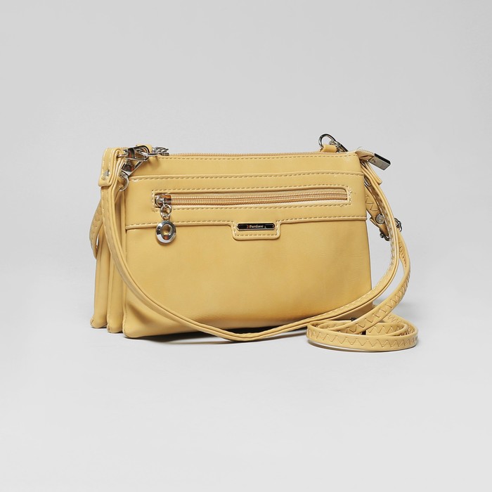 Сумка женская, 5 отделов, на молнии, наружный карман, с ручкой, длинный ремень, цвет бежевый