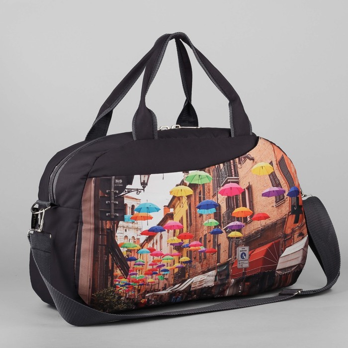 Сумка спортивная "Разноцветные зонты", отдел на молнии, наружный карман