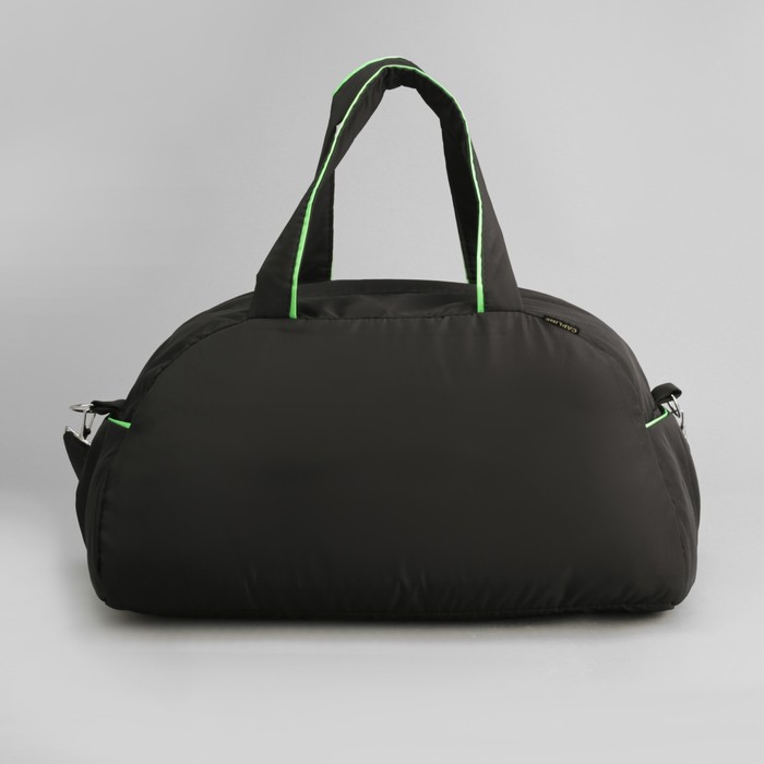 Сумка спортивная, отдел на молнии, наружный карман, цвет чёрный/зелёный