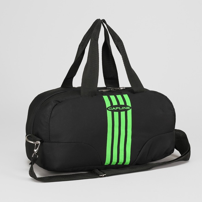 Сумка спортивная, отдел на молнии, наружный карман, цвет чёрный/зелёный