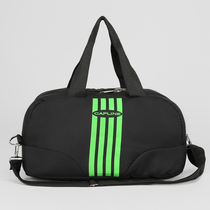 Сумка спортивная, отдел на молнии, наружный карман, цвет чёрный/зелёный