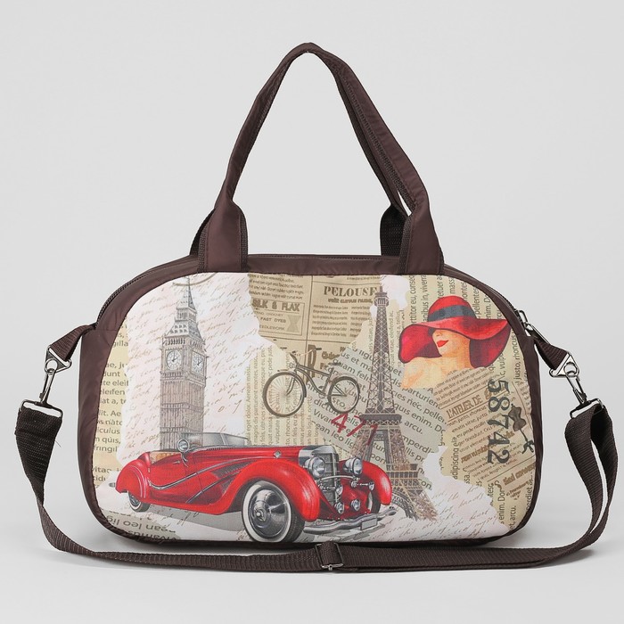 Сумка спорт №27, 38*15*24, отдел на молнии, н/карман, Красная машина