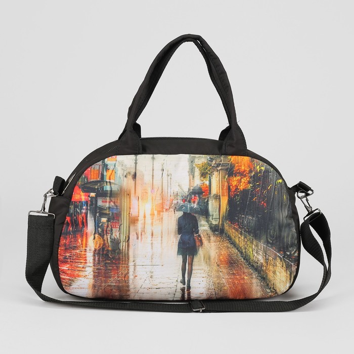 Сумка спортивная "Под дождем", отдел на молнии, наружный карман