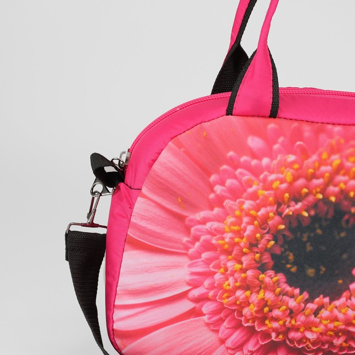 Сумка спорт №27, 38*15*24, отдел на молнии, н/карман, Гербера розовая