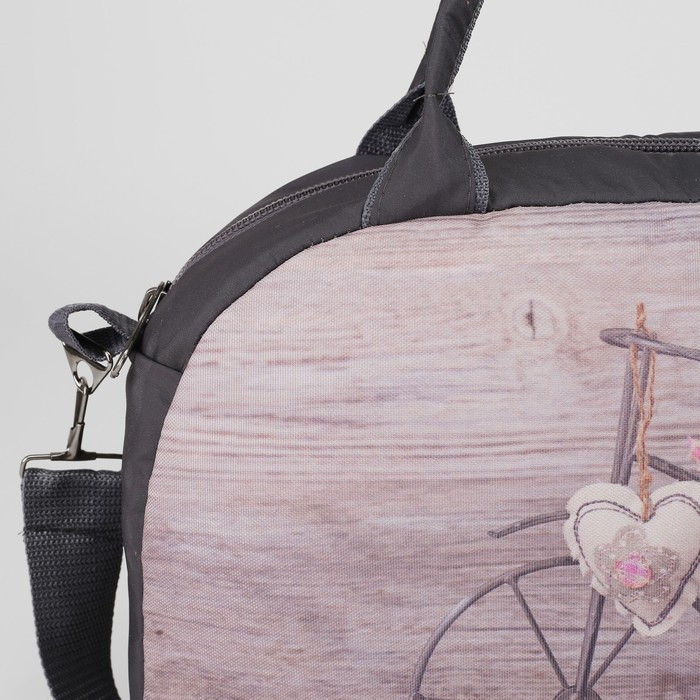 Сумка спортивная "Велосипед с цветами", отдел на молнии, наружный карман