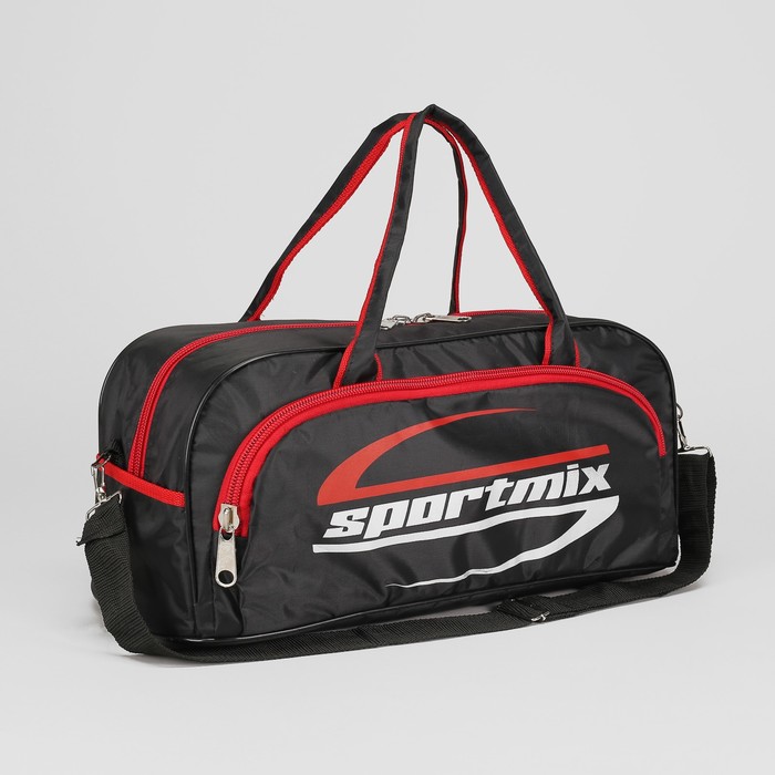 Сумка спорт №1 Sportmix, 45*20*20, отдел на молнии, н/карман, черный/красный