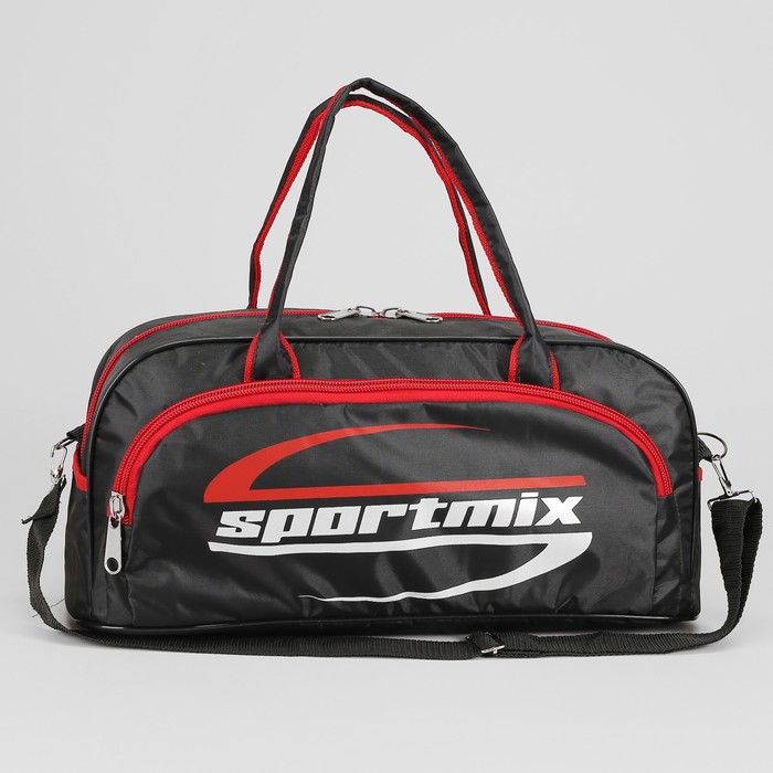 Сумка спорт №1 Sportmix, 45*20*20, отдел на молнии, н/карман, черный/красный