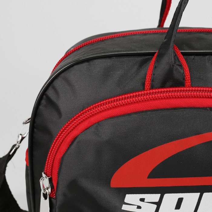 Сумка спорт №1 Sportmix, 45*20*20, отдел на молнии, н/карман, черный/красный