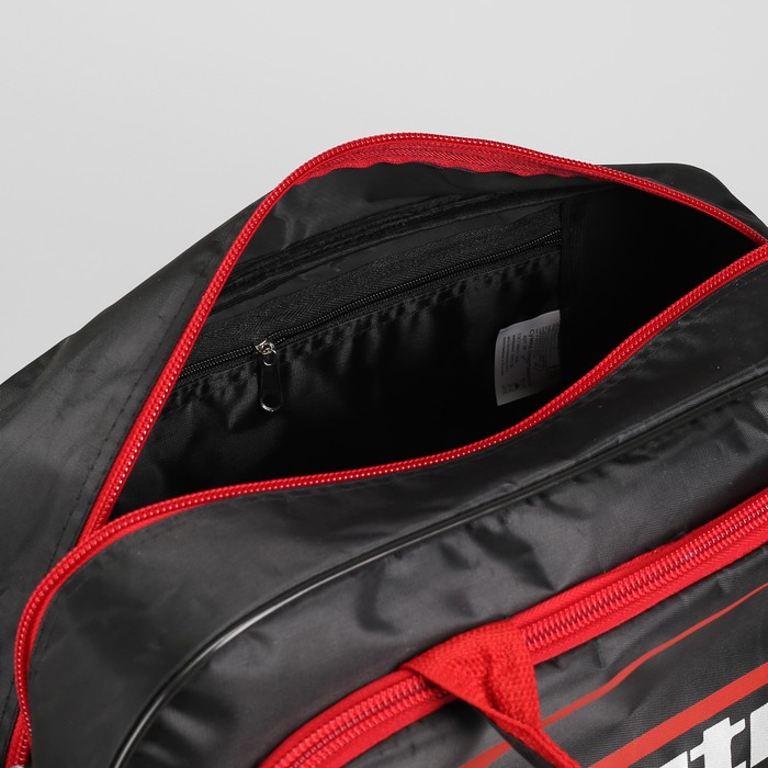 Сумка спорт №1 Sportmix, 45*20*20, отдел на молнии, н/карман, черный/красный