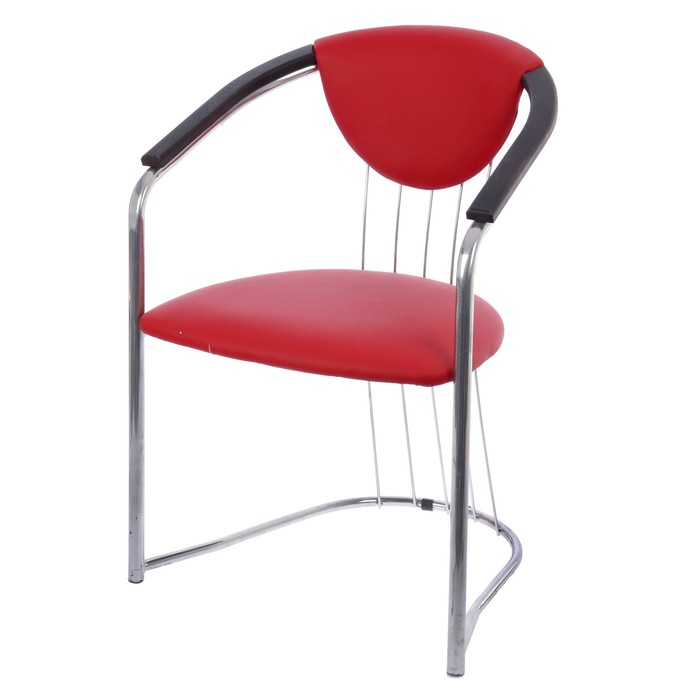 Стул "Сонара", цвет обивки красный, каркас хром, дерево венге