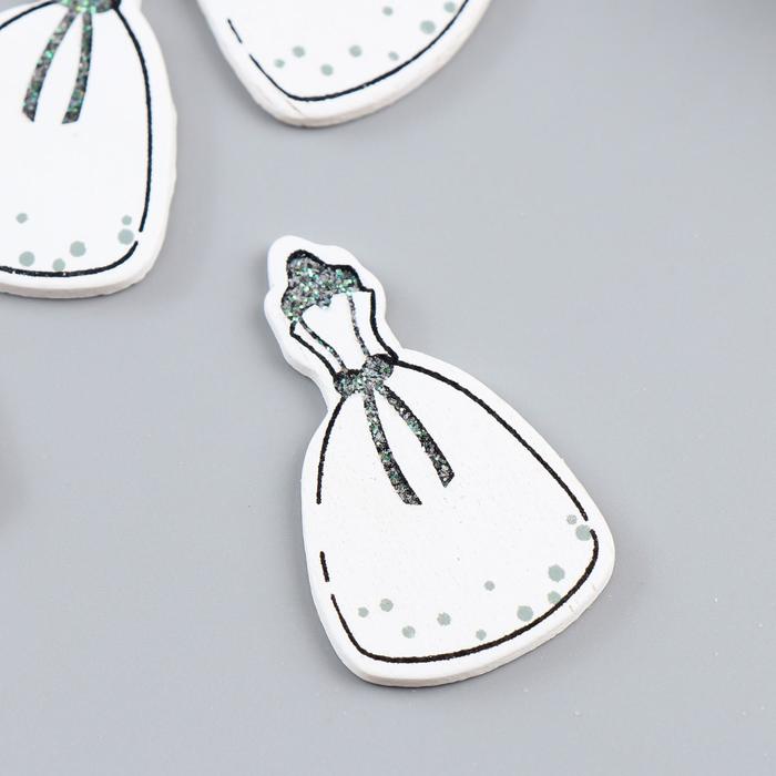 Декор для творчества дерево "Свадебное платье" набор 5 шт 4,2х2,5 см