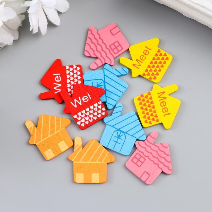 Декор для творчества дерево "Домики" набор 10 шт МИКС 2,2х2 см