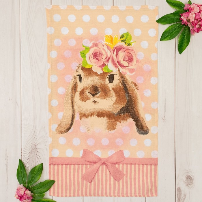 Полотенце "Доляна" Зайчик 35х60 см, 100% хлопок,рогожка, 162г/м2