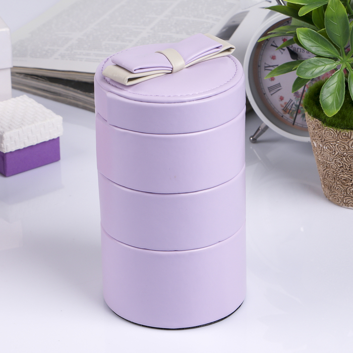 Шкатулка кожзам для украшений "Двойной бант" пирамида сирень16,5х9х9 см