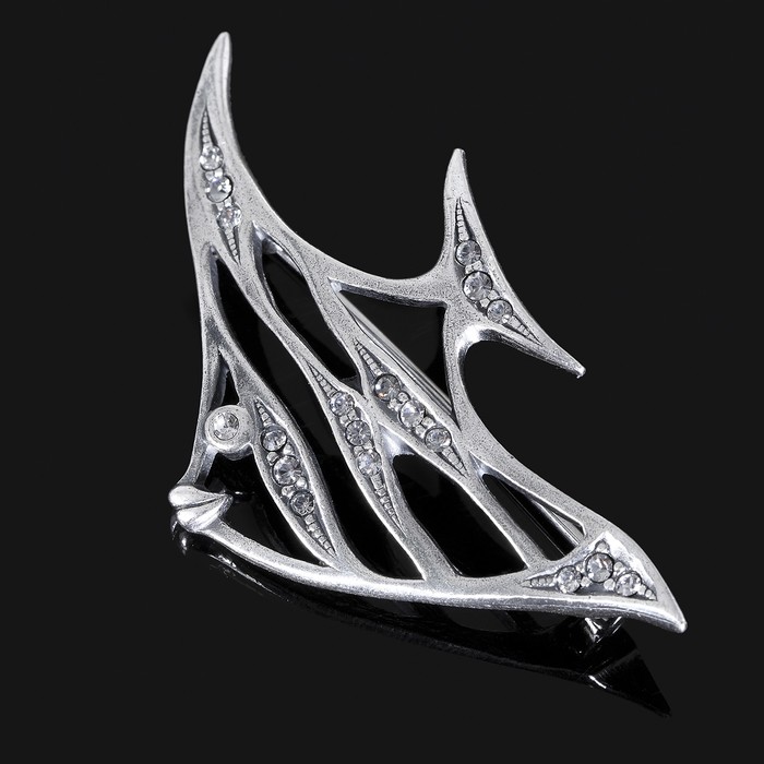 Брошь "Рыбка", цвет белый в чернёном серебре