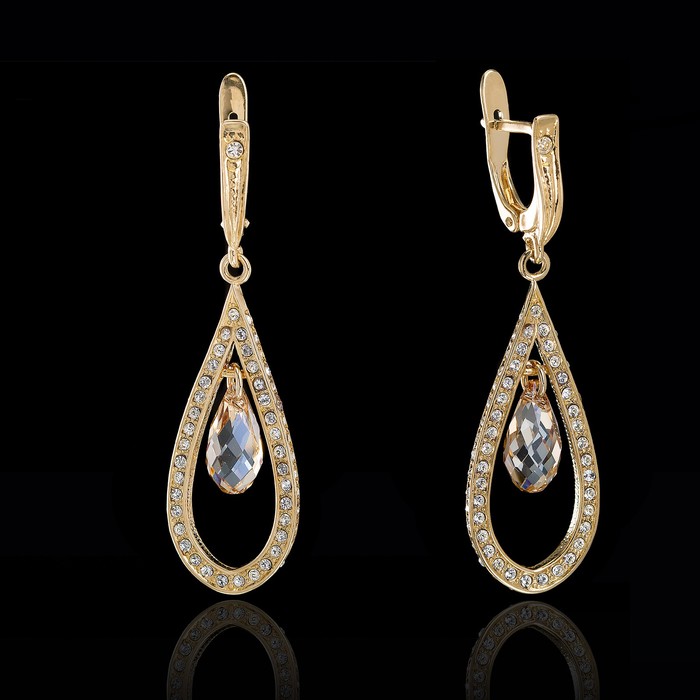 Серьги "Олема мал.", цвет жёлтый в золоте