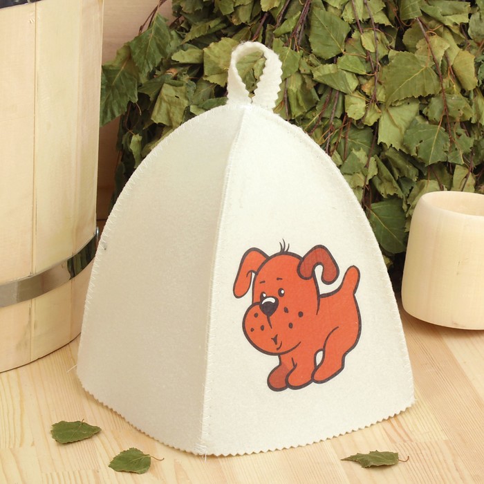 Шапка для бани и сауны детская с термопечатью "Щенок"