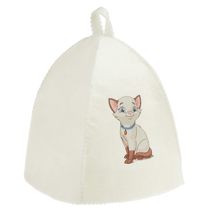 Шапка для бани и сауны детская с термопечатью "Котёнок"