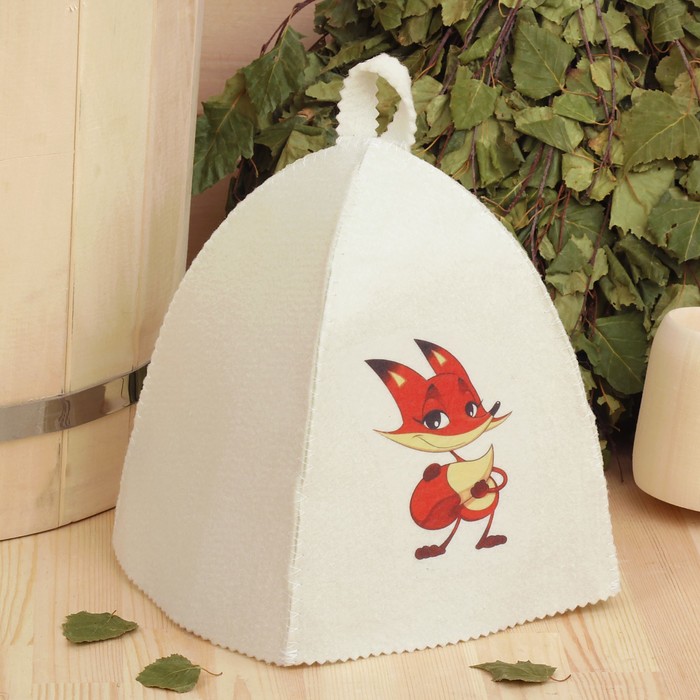 Шапка для бани и сауны детская с термопечатью "Лис"