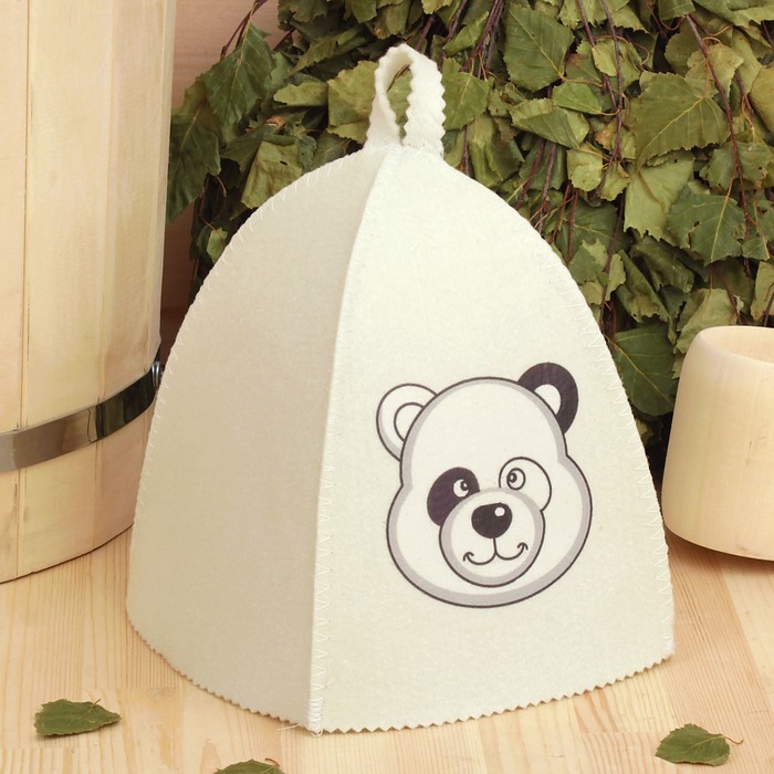 Шапка для бани и сауны детская с термопечатью "Мишка"