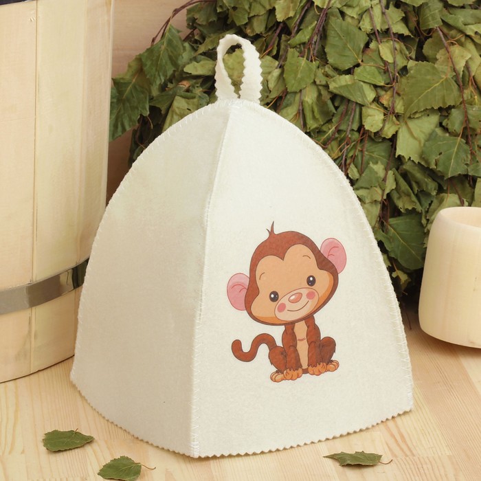 Шапка для бани и сауны детская с термопечатью "Обезьянка"