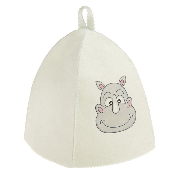 Шапка для бани и сауны детская с термопечатью "Носорог"