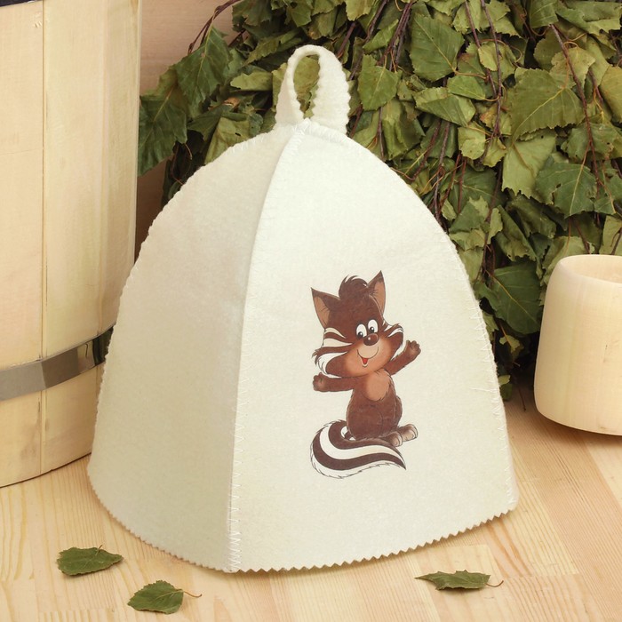 Шапка для бани и сауны детская с термопечатью "Барсук"