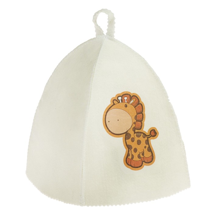 Шапка для бани и сауны детская с термопечатью "Жираф"