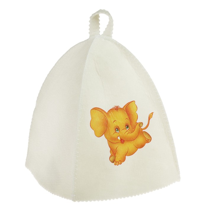 Шапка для бани и сауны детская с термопечатью "Жёлтый слон"