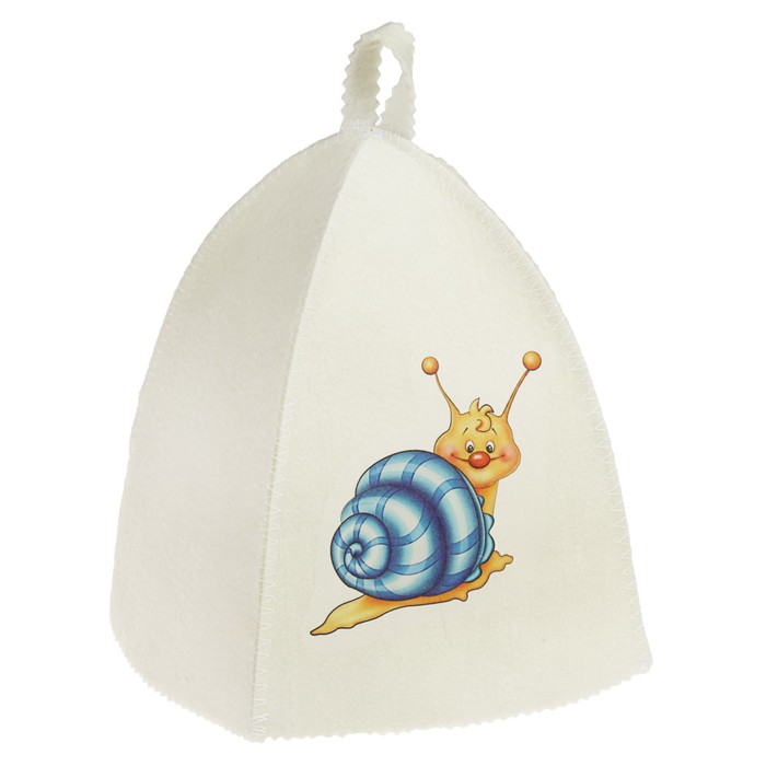 Шапка для бани и сауны детская с термопечатью "Улитка с синим панцырем"
