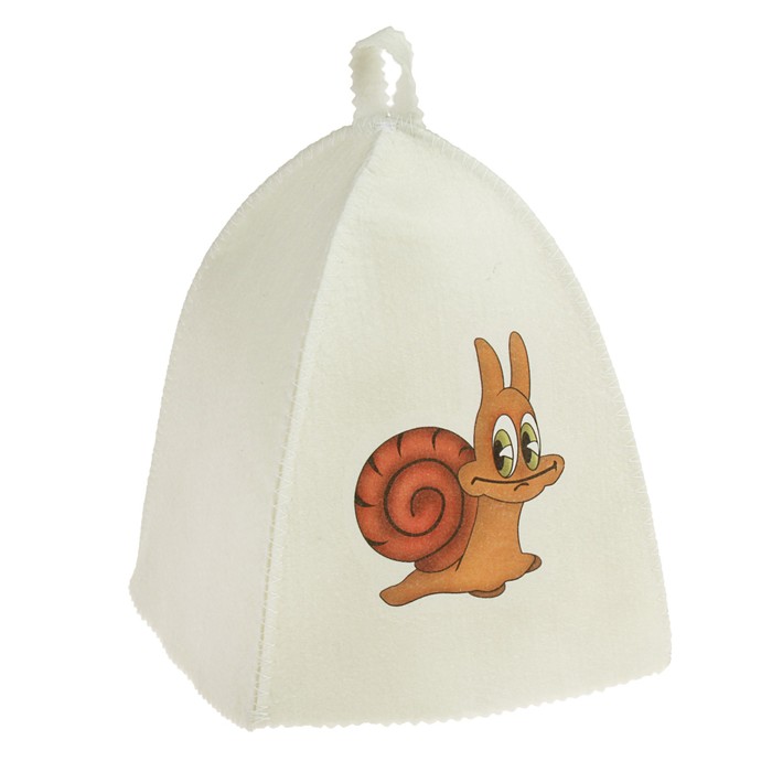 Шапка для бани и сауны детская с термопечатью "Улитка с коричневым панцырем"