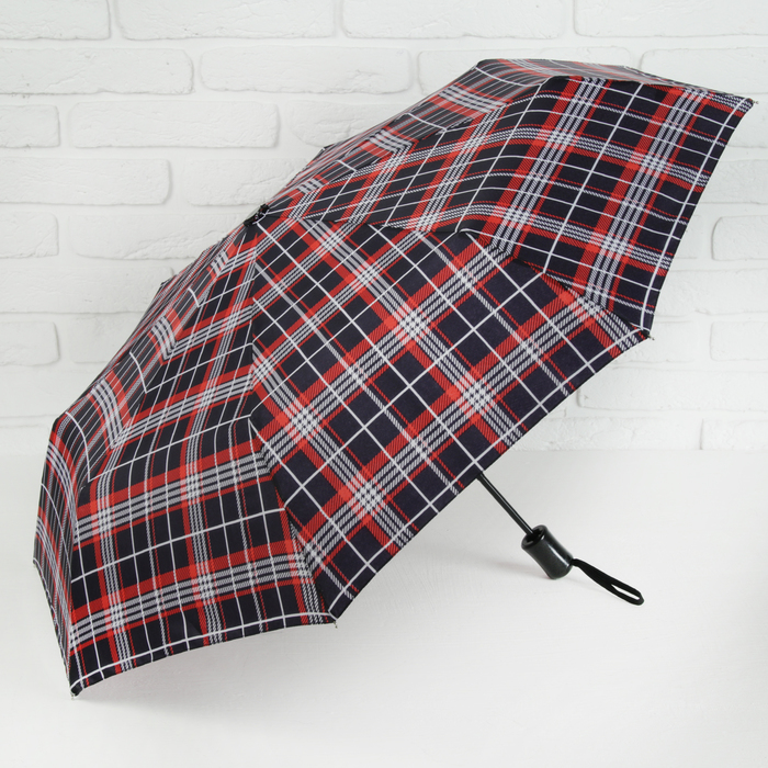 Зонт автоматический "Клетка", R=49см, цвет розовый