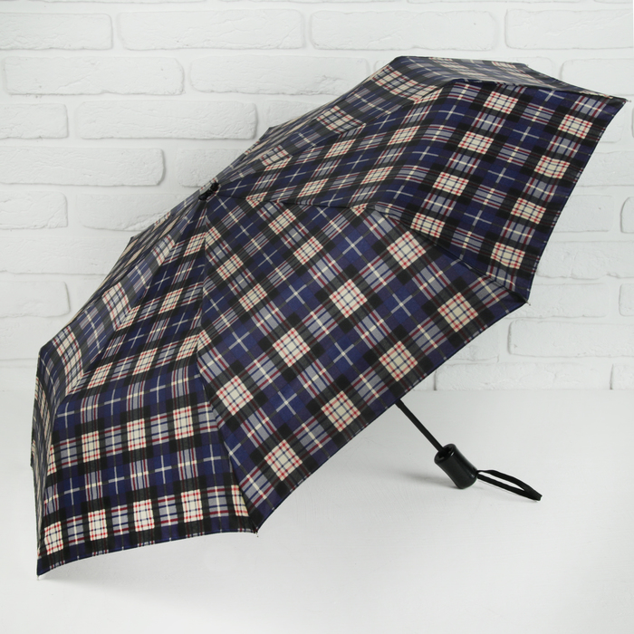 Зонт автоматический "Клетка", R=49см, цвет фиолетовый