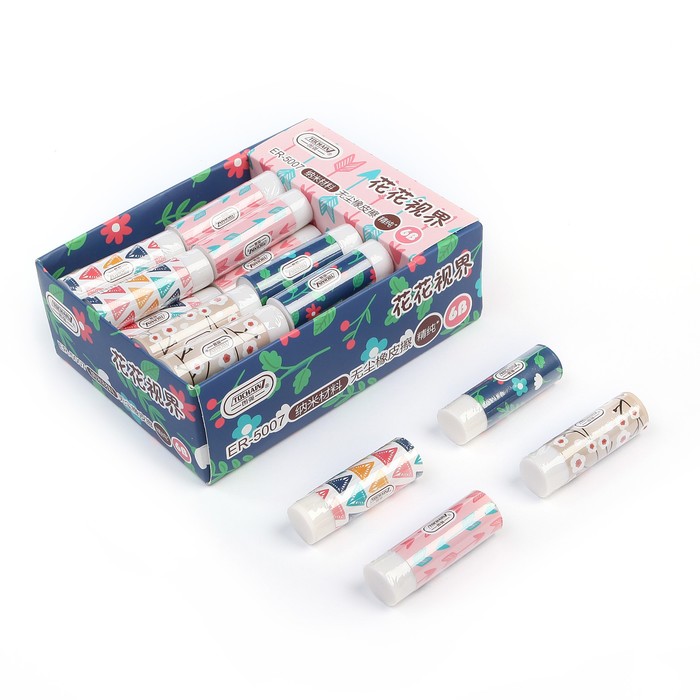 Ластик фигурный высокополимерный каучук цилиндрический белый МИКС