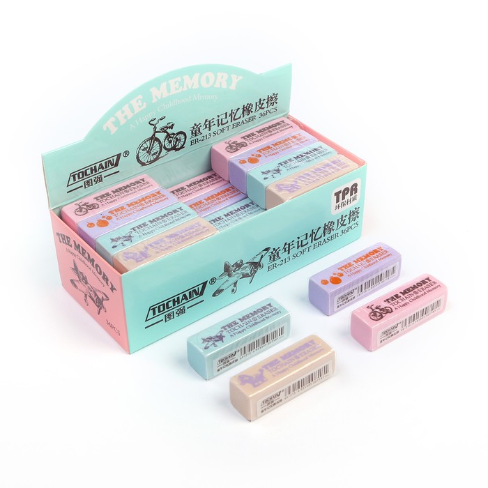 Ластик высокополимерный каучук прямоугольный цветной МИКС