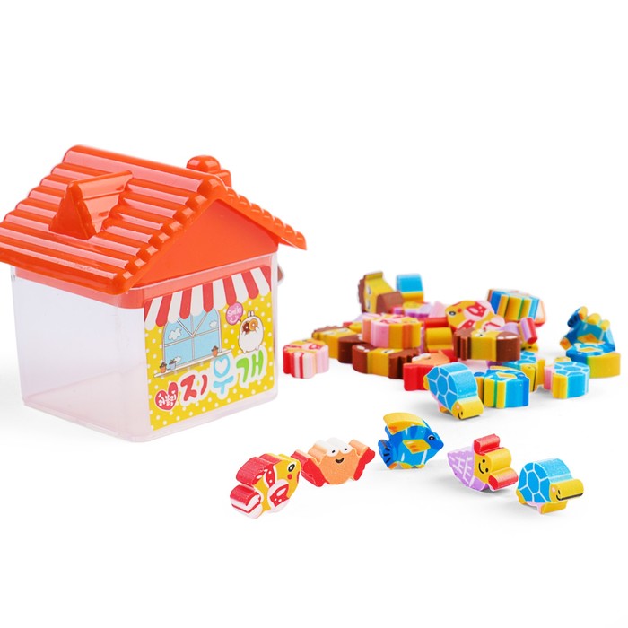 Набор ластиков фигурных 20шт в Домике пластиковом МИКС