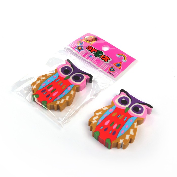 Ластик фигурный Сова МИКС в блистере