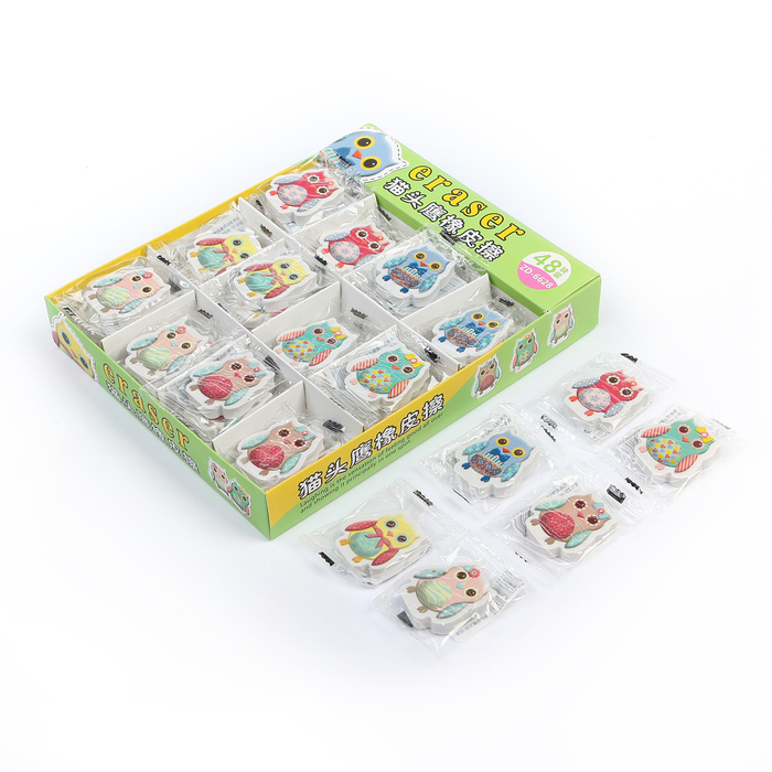 Ластик фигурный Сова МИКС в блистере