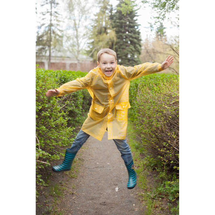 Дождевик детский "Клетка", жёлтый, размер M