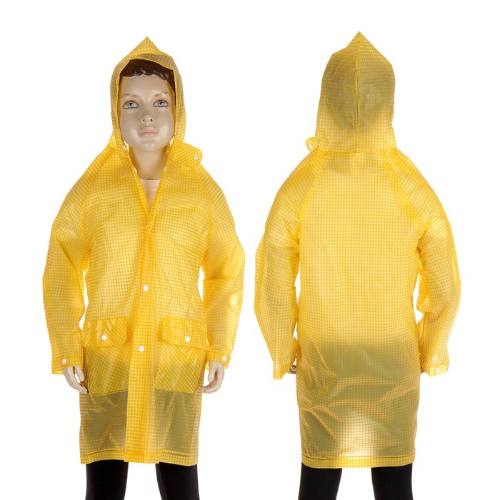 Дождевик детский "Клетка", жёлтый, размер L