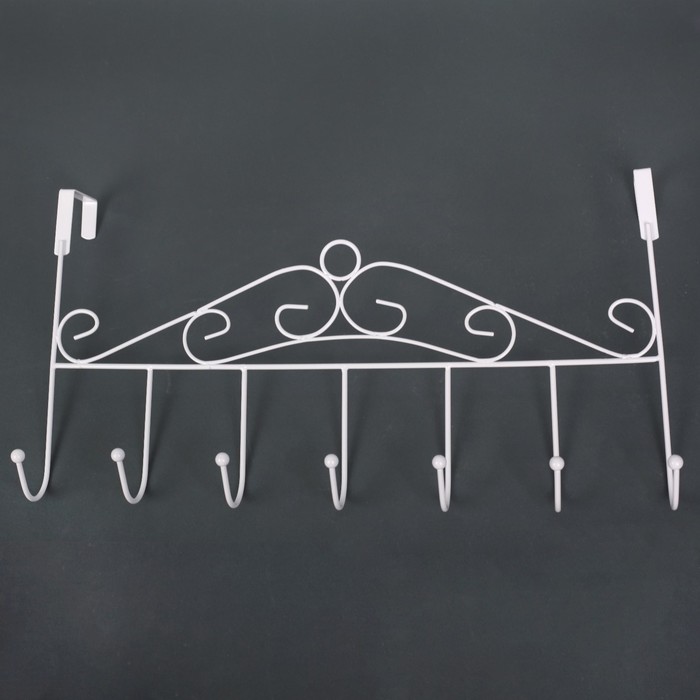 Вешалка надверная, 7 крючков 42х10х22,5 см, белая