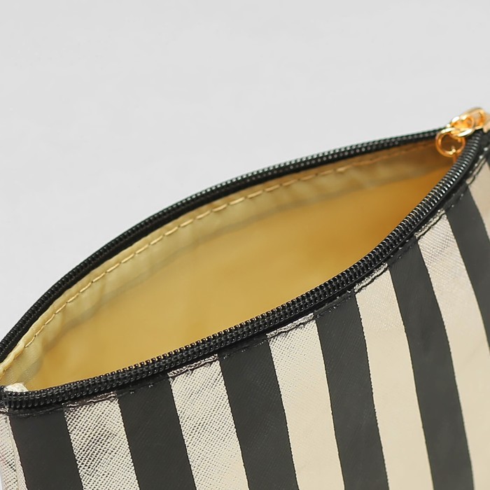 Набор косметичек 3 в 1 «Изящество», отдел на молнии, ручка, цвет чёрный/бронзовый