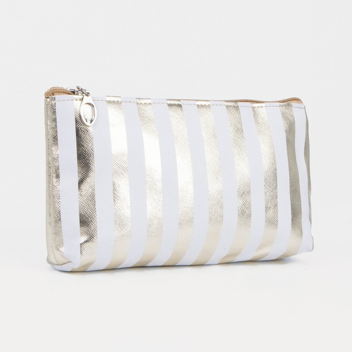 Набор косметичек 3 в 1 «Изящество», отдел на молнии, ручка, цвет белый/золотой