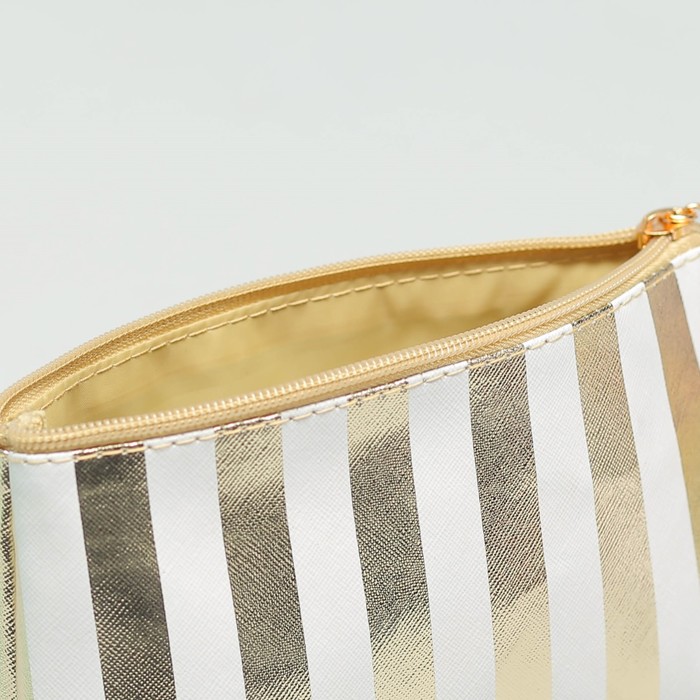 Набор косметичек 3 в 1 «Изящество», отдел на молнии, ручка, цвет белый/золотой