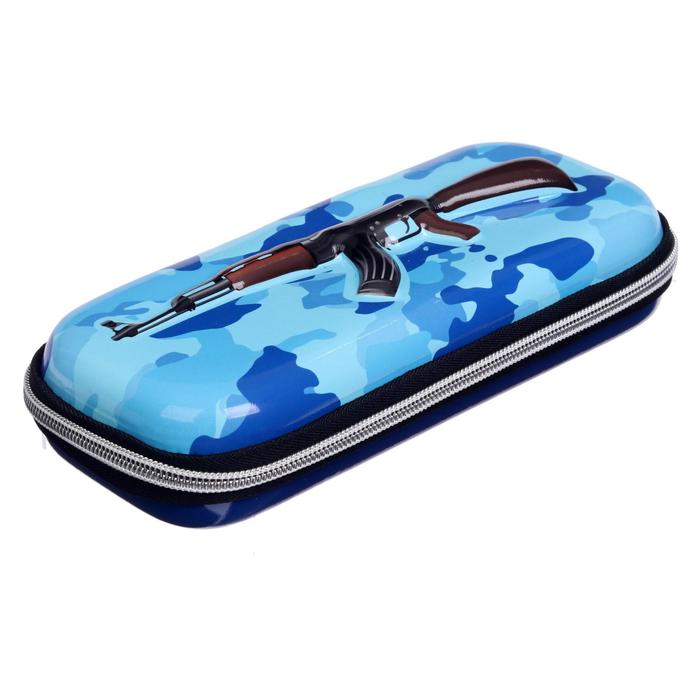 Пенал-футляр школьный на молнии 3D объемный рисунок Танки